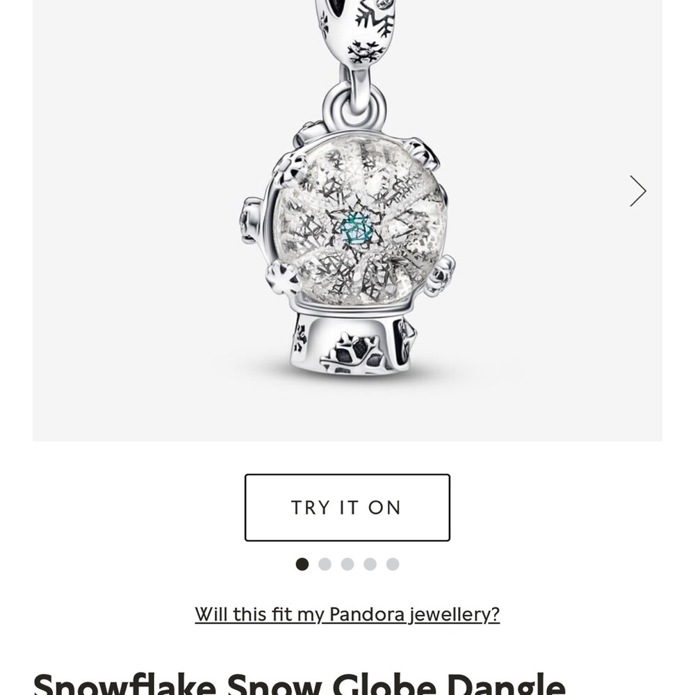 Pandora snow globe charm NEW
